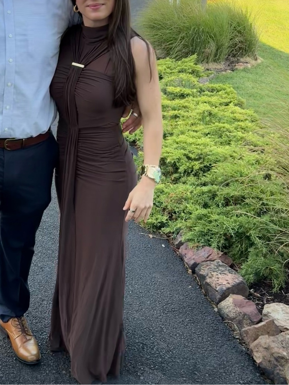 Reiss Chocolate Brown Colette Ruched Sleeveless Maxi Dress - Picture 8 of 9